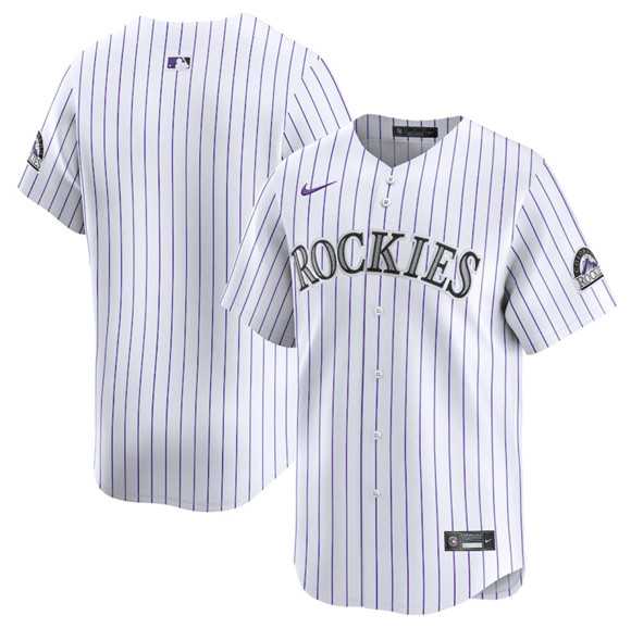 Men%27s Colorado Rockies Blank White Home Limited Stitched Jersey Dzhi